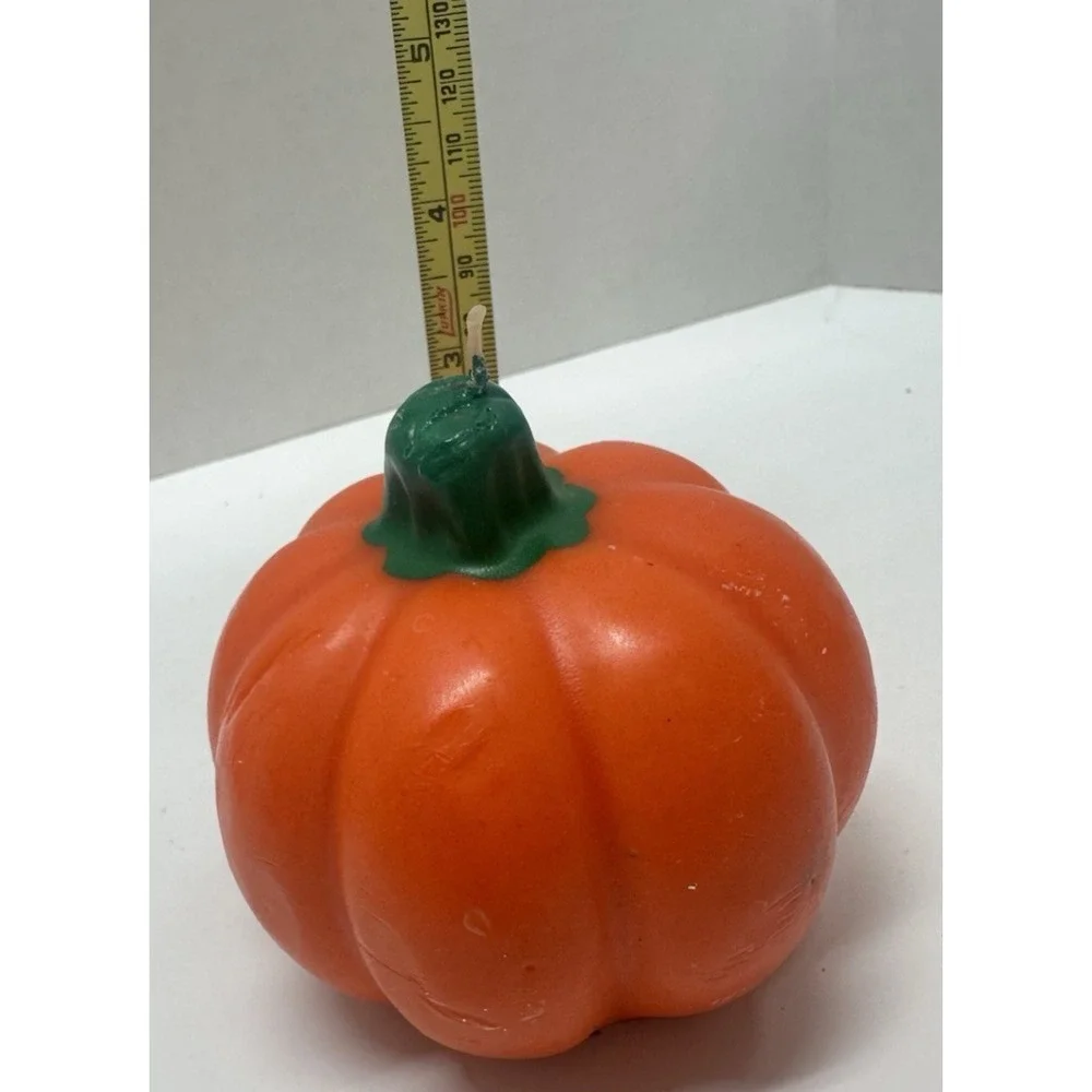 Pair Jack -O-Lantern Pumpkin Shaped Wax Halloween Candles NOS Orange